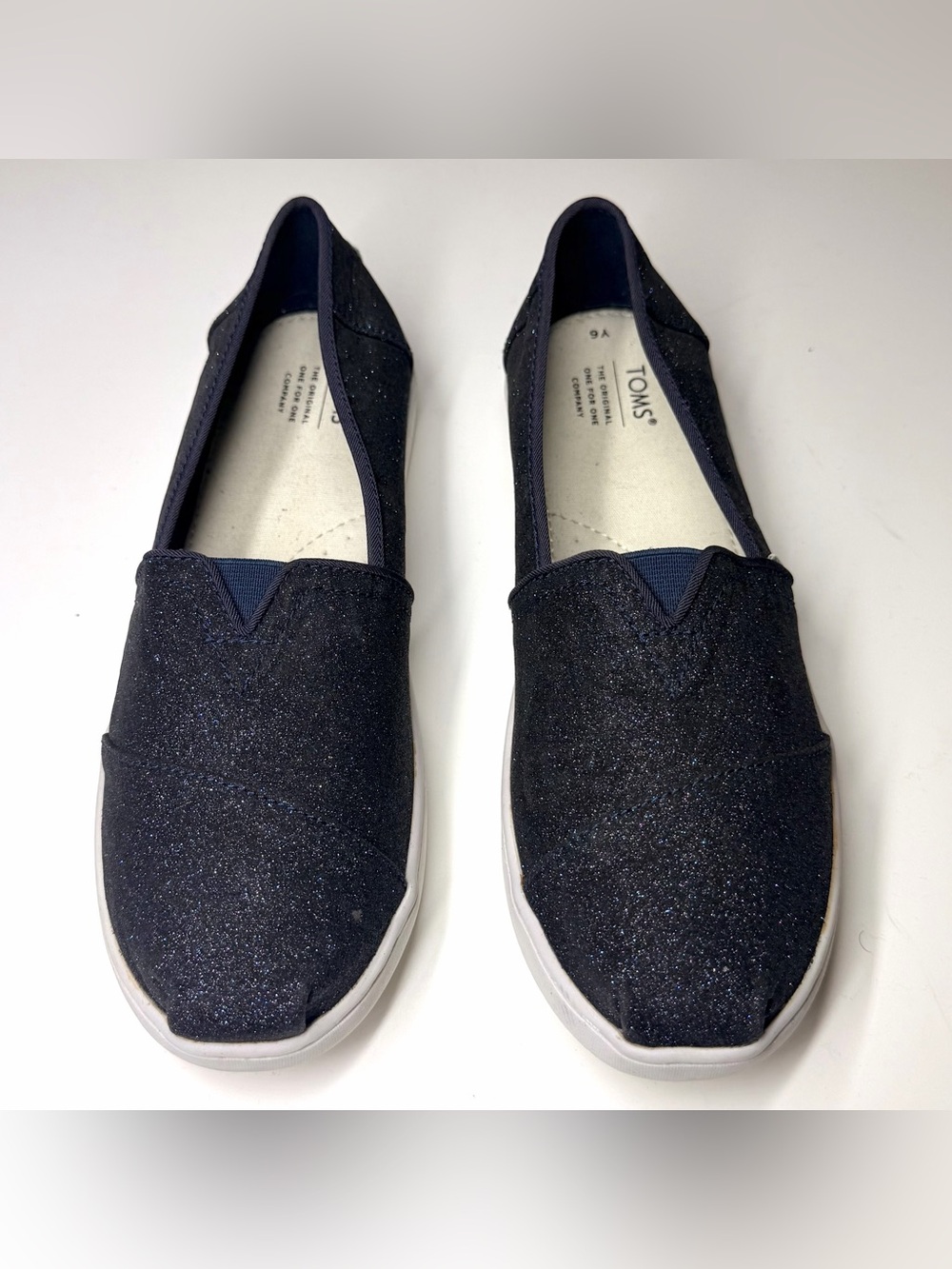 Toms Youth Alpargata Midnight Sparkle Glitter Size-  6Y